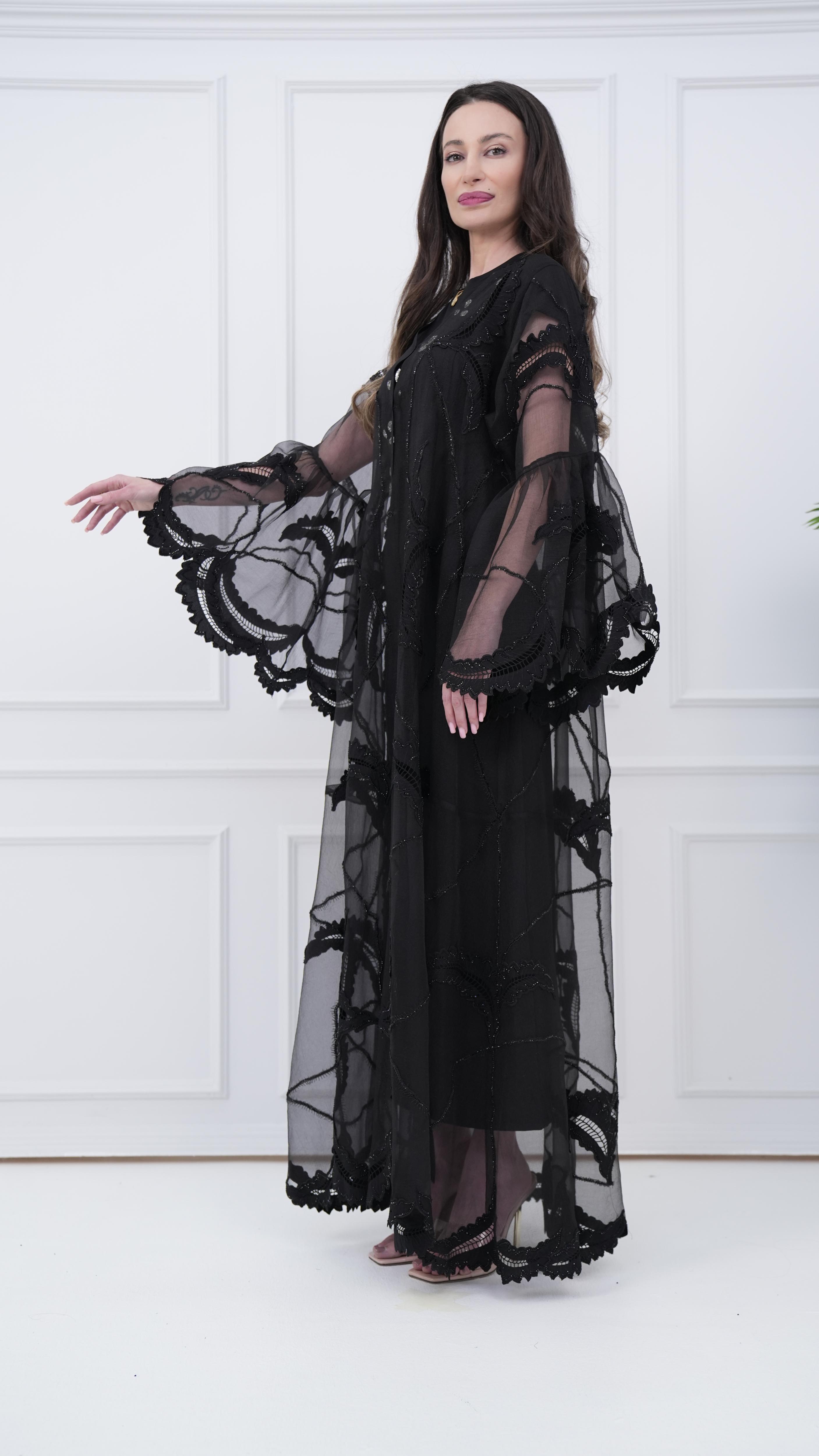 Chiffon and Lace Abaya