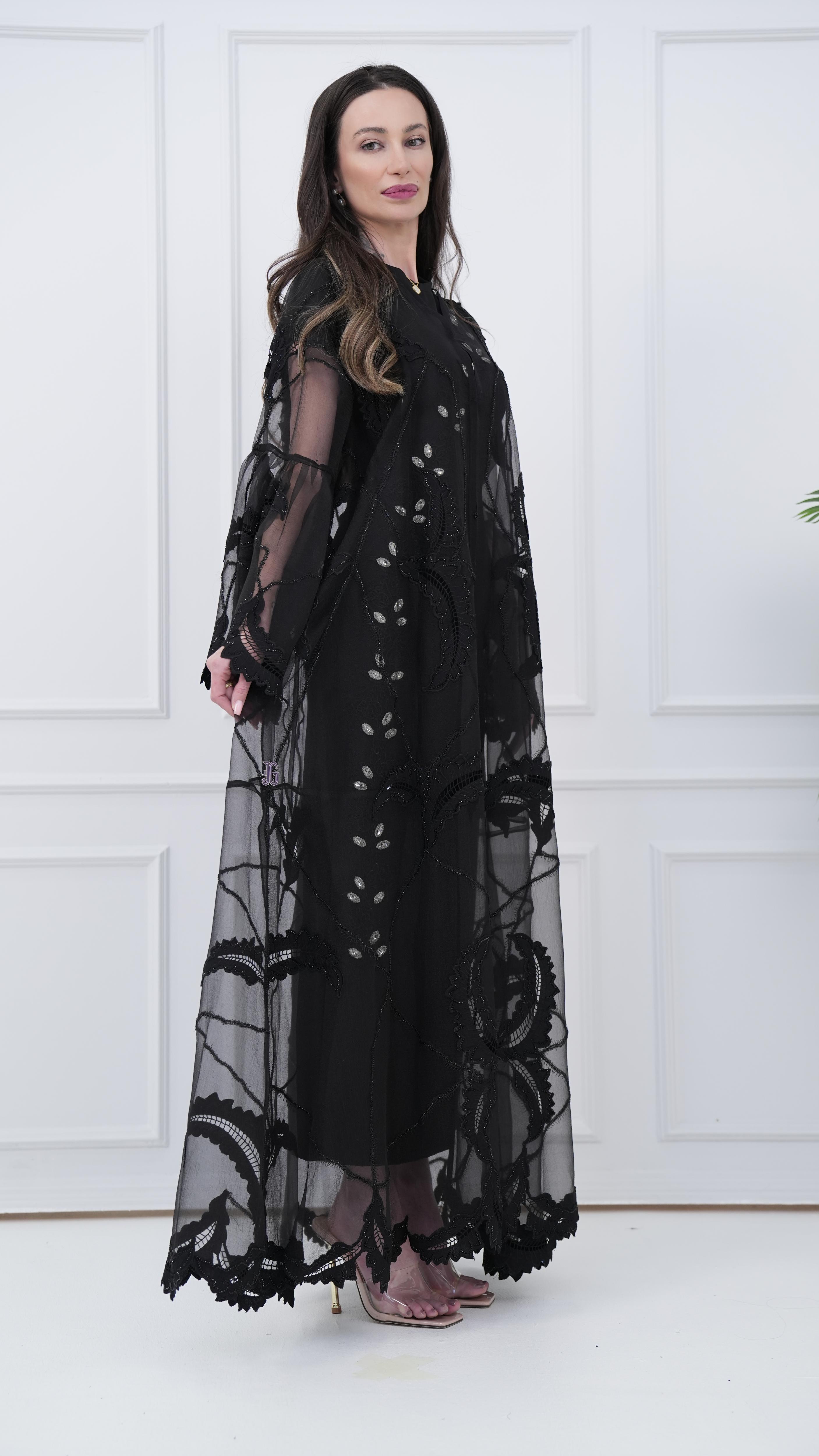 Chiffon and Lace Abaya