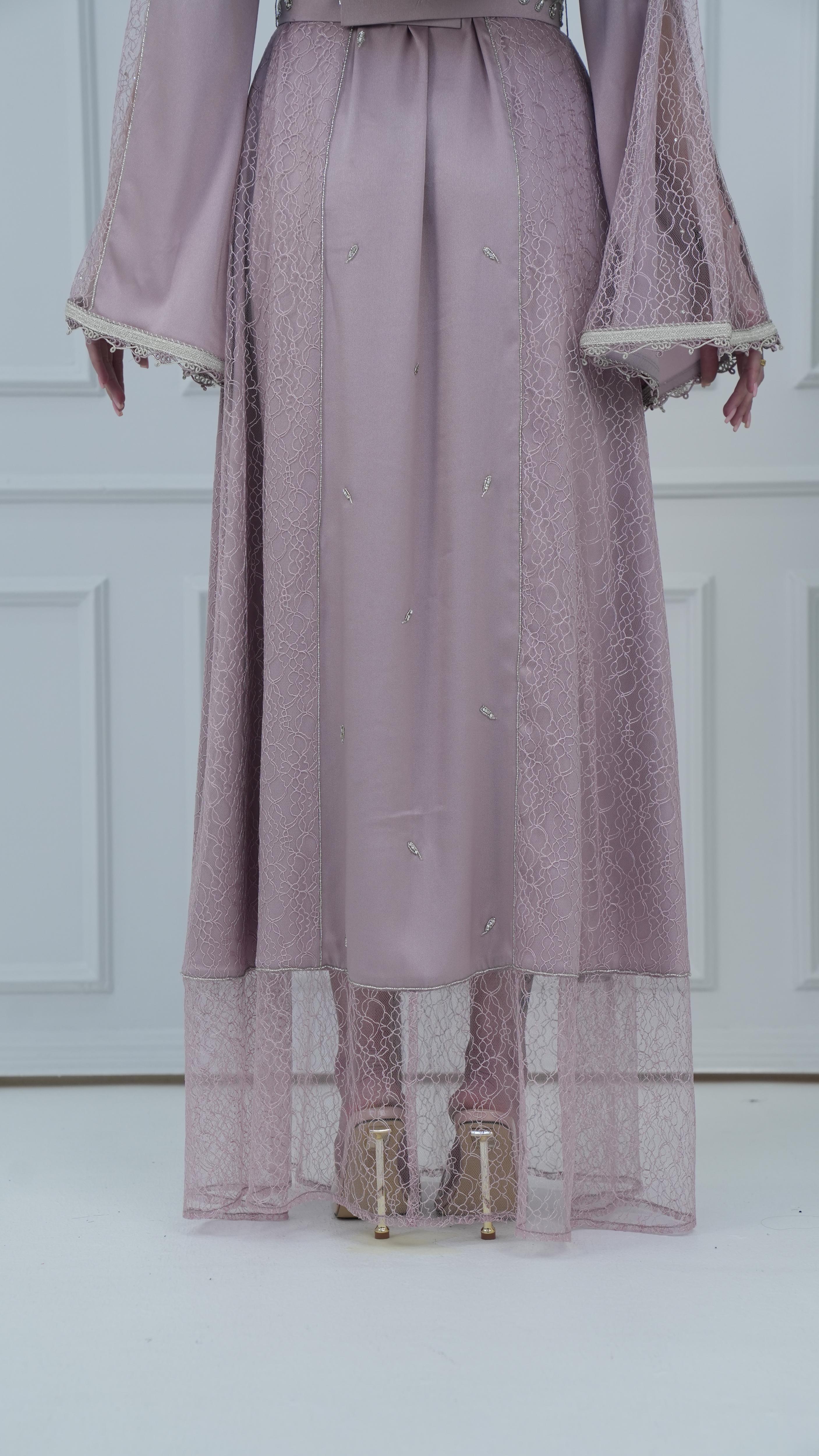 Lace Embroidered Pink Caftan