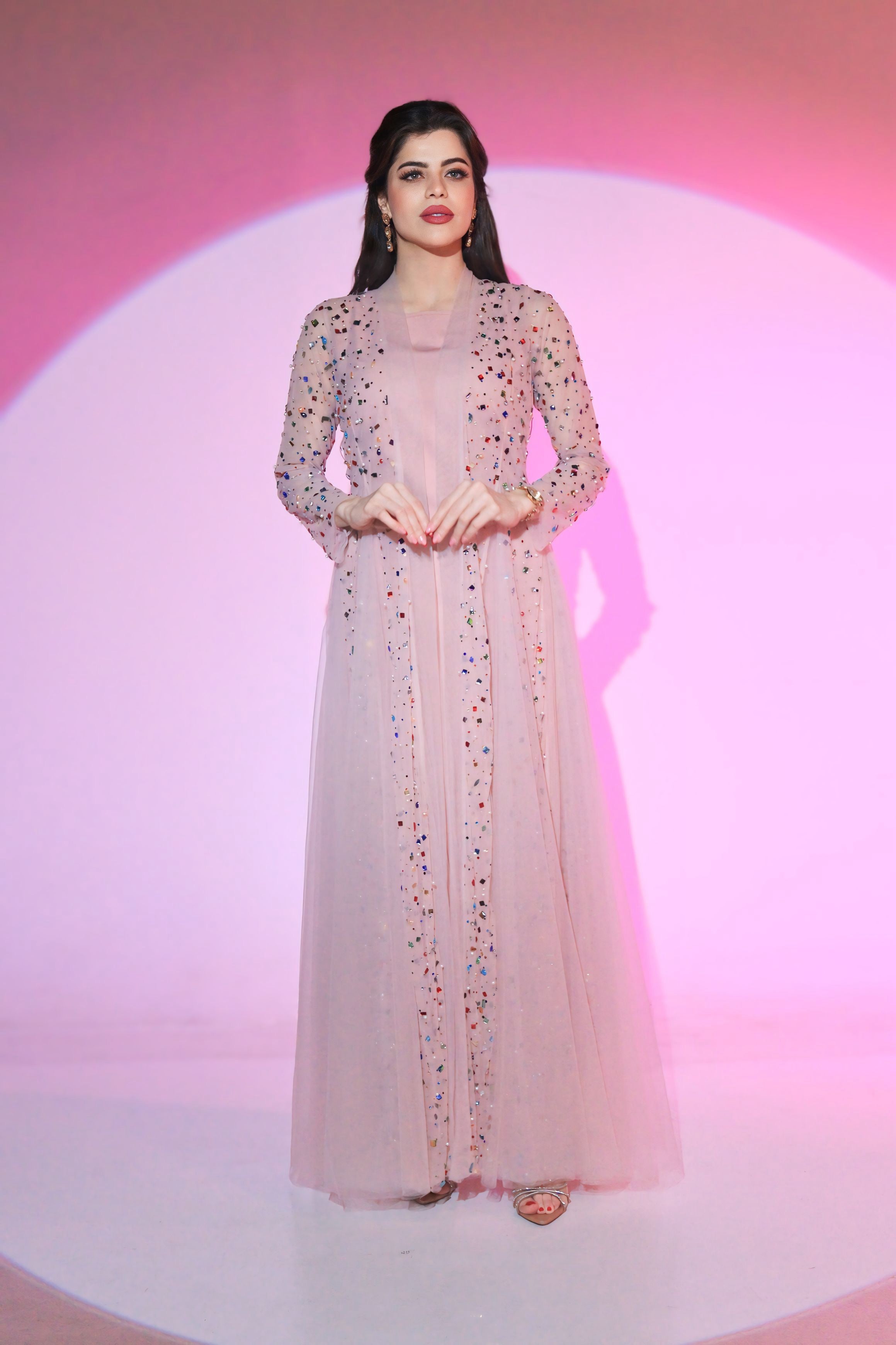 two pieces pink dress